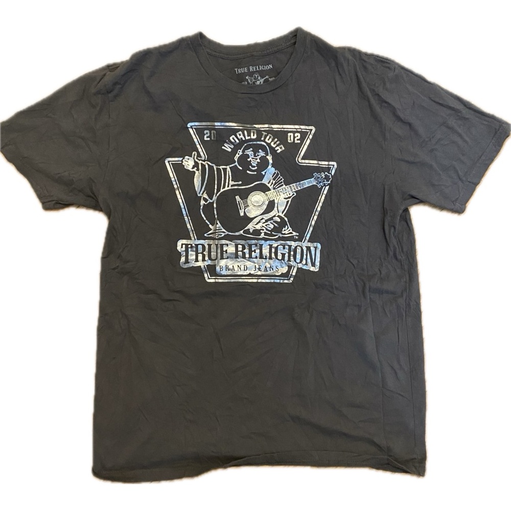 True Religion Tee - Grey and Metallic Size large
